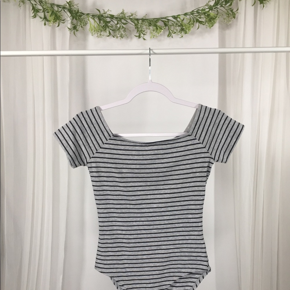 Gray Striped Bodysuit